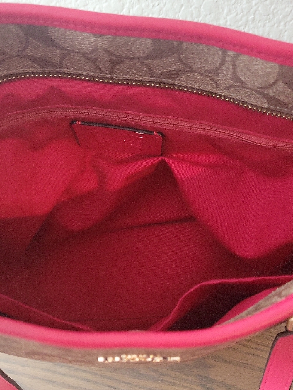 Coach Signature Canvas Tote with Pink Trim - Picture 5 of 9